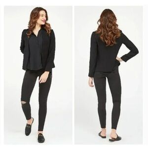 Spanx Black Ripped Pull On Jeans S